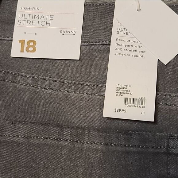 Lane Bryant NEW Ultimate Stretch High Rise Skinny Grey Jeans Size 18 - Picture 6 of 8